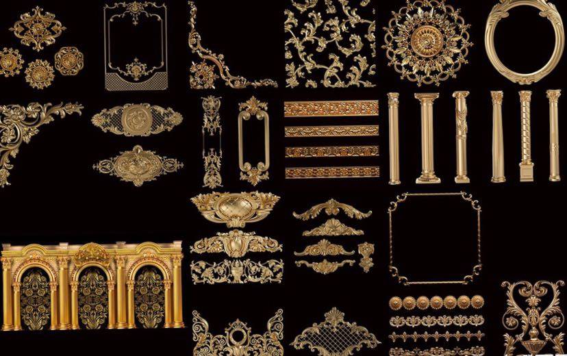 Wedding golden extravaganza European-style arches Roman column psd layered patterned stage prop material foam engraving h25