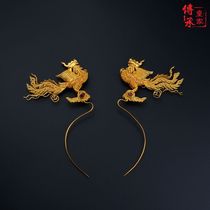 Imitation Ming Dynasty tired silk Phoenix-shaped retro hairpin Hair ornaments Hair Cain Hanfu accessories Ancient headdress wedding hairpin