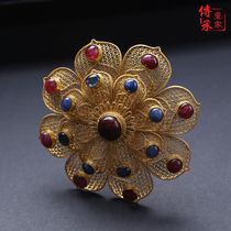 Imitation Ming Dynasty 925 sterling Silver Vintage flower hair ornaments Hanfu accessories Ancient headdress Chinese style Di bun top hairpin