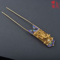 Royal inheritance flat square double hairpin Phoenix hairpin group purchase retro Haircai court headdress Hanfu