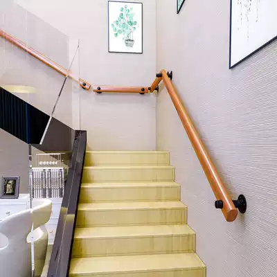 European-style wall solid wood stair handrail indoor elderly non-slip handle kindergarten corridor channel railing wooden handrail