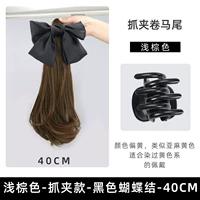 Черная заколка-крабик с бантиком, 40см