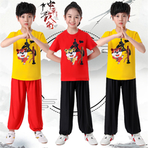 Childrens martial arts clothes pure cotton practice Kung Fu training to serve short sleeves T-shirt Summer and mens student martial arts performance