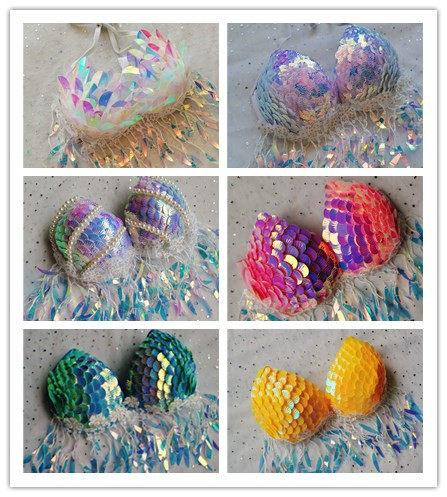 Mermaid Bright Sheet Shell Bikini Blouse Bra Marine Gallery Bar Performance Out of Fish Tails Leather-Taobao