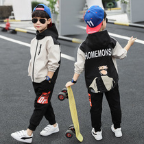 Korean Childrens Sport Two suits 2021 Autumn Winter New outdoors CUHK Scout Nets Red Breathable Cartoon Jacket Man