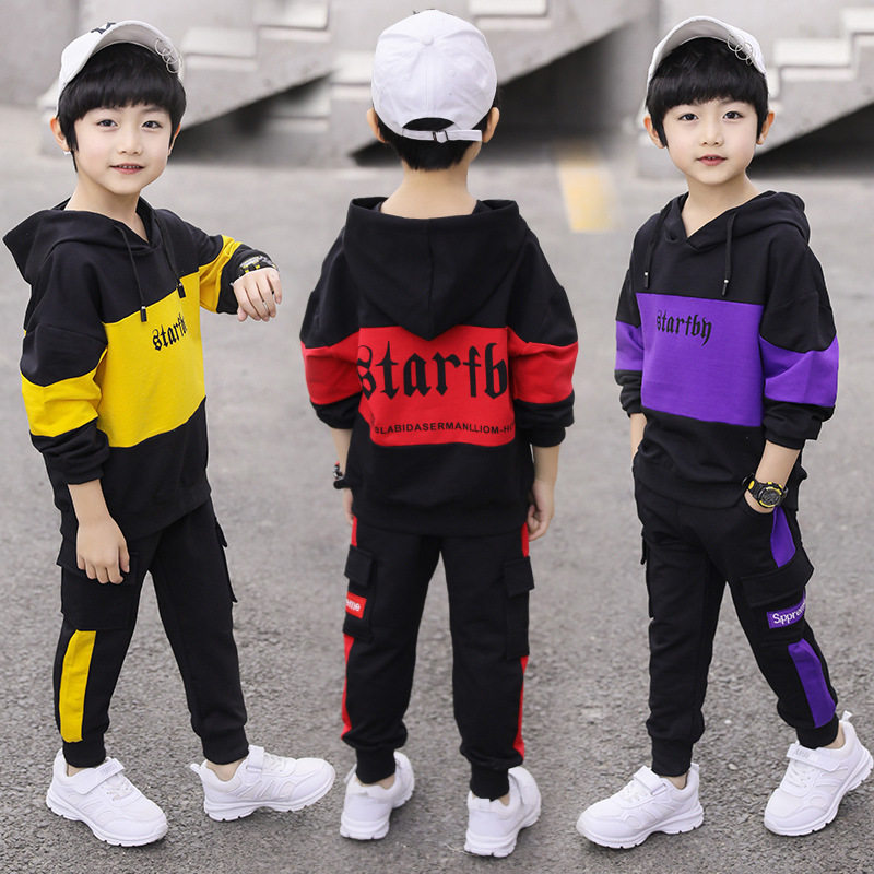 Korean children's clothing 2022 new boy fashion handsome suit in the big boy foreign style boy tide long-sleeved two-piece tide
