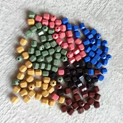 Maifan stone granule ochre beads hexagonal multi-color Tomalin hand necklace beads scattered beads bright high quality