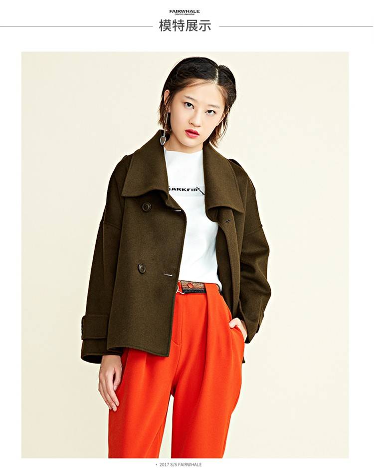 Mark Huafei Womens 2018 thu đông mới áo choàng đôi ngực áo hai dây áo choàng ngắn áo khoác gió nữ