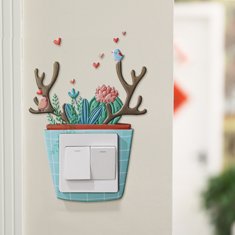 Switch decorative wall sticker protective cover stereoscopic border socket sticker luminous creative switch sticker to block wall home