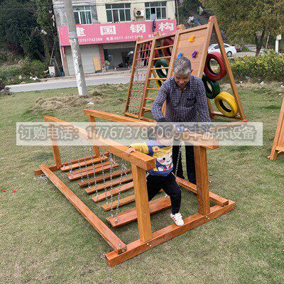 Kindergarten Tree Stump Swing Bridge Balance Over Wobbler Bridge Children's Outdoor Solo Wood Bridge Wooden Walking Pier Feel Integrated Training Equipment