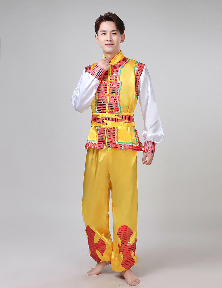 Trang phục dân tộc nam mới Yangko quần áo rồng múa sư tử quần áo trống trống trống thi đấu thuyền rồng quần áo võ thuật đồ bộ nam