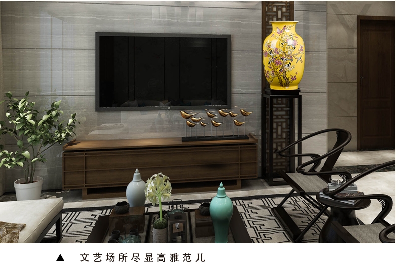 Jingdezhen ceramics powder enamel pay-per-tweet flower vase home sitting room place Chinese office decoration