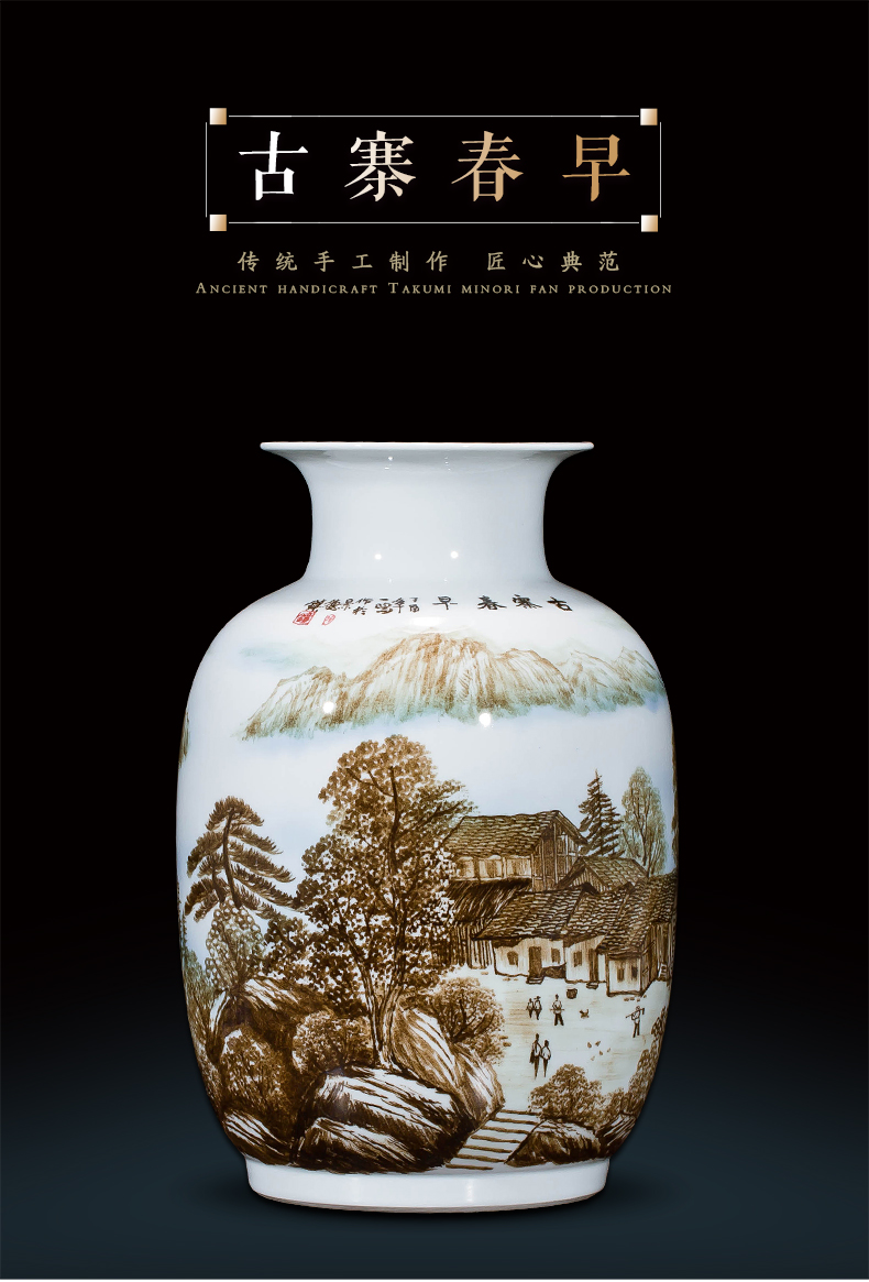 Jingdezhen ceramics landscape hand - made vases, flower arranging new Chinese style household act the role ofing is tasted, the sitting room porch decoration furnishing articles