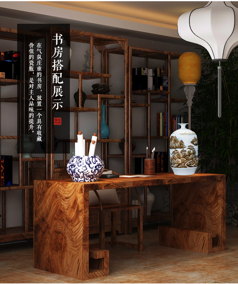 Jingdezhen ceramics landscape hand - made vases, flower arranging furnishing articles study of new Chinese style household act the role ofing is tasted sitting room porch