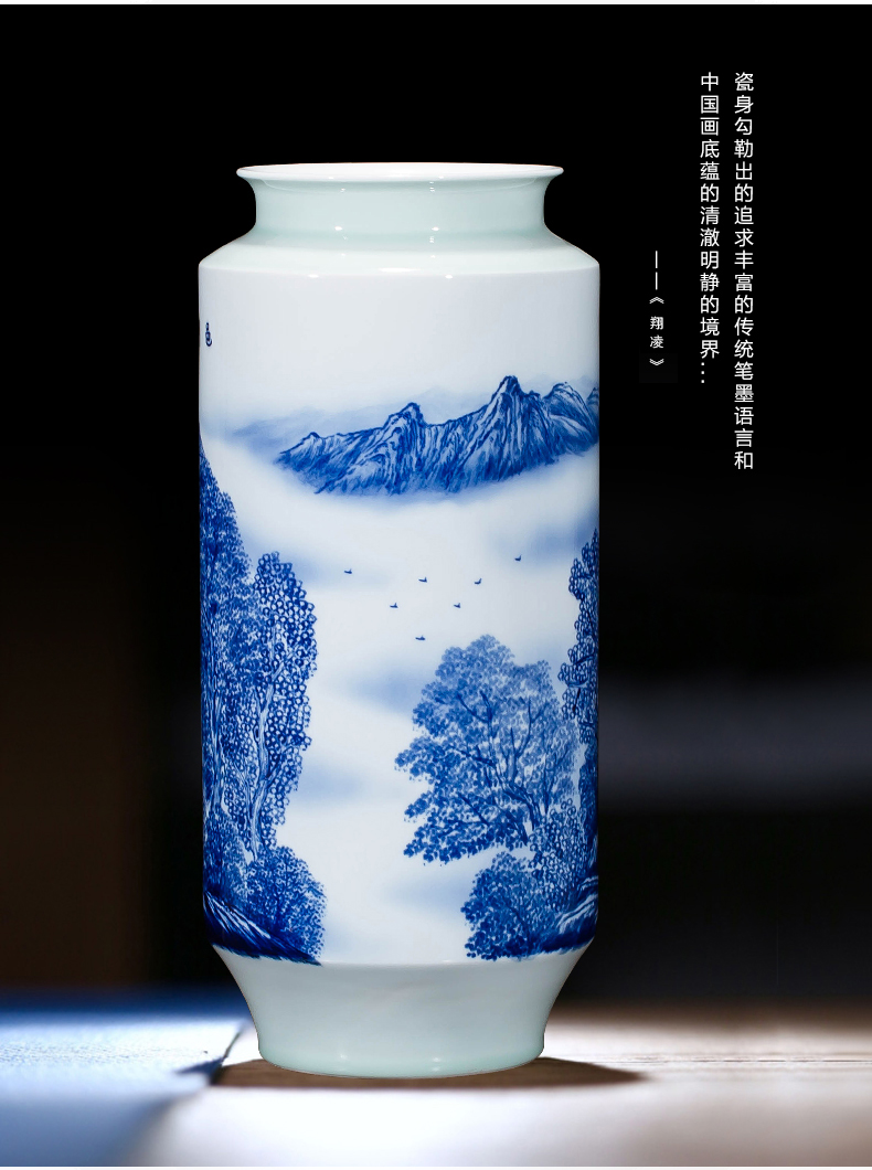 Jingdezhen ceramics landscape hand - made vases, flower arranging furnishing articles study of new Chinese style household act the role ofing is tasted sitting room a gift