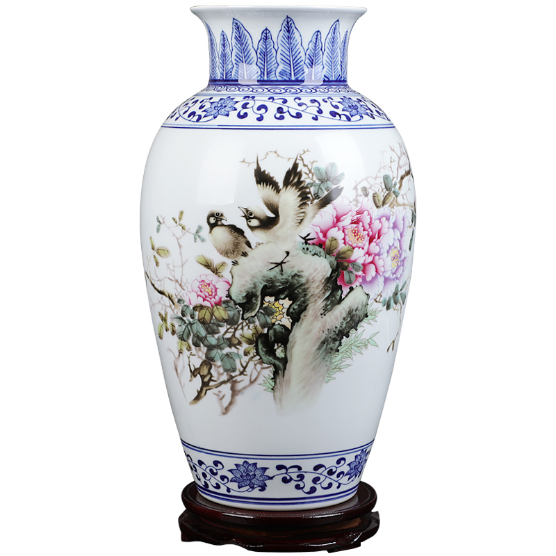 The Insert blue enamel vase blooming flowers famous jingdezhen ceramics hand - made home sitting room adornment is placed