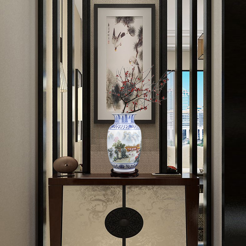 Insert jingdezhen blue and white ceramics powder enamel vase XianGe the qing ju masters hand - made home sitting room adornment is placed