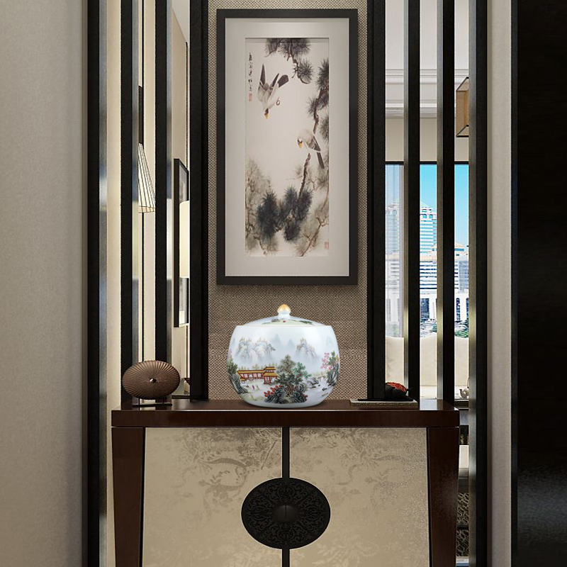 Jingdezhen blue and white ceramics powder enamel vase XianGe the qing hand - made home sitting room adornment is placed in the tea pot