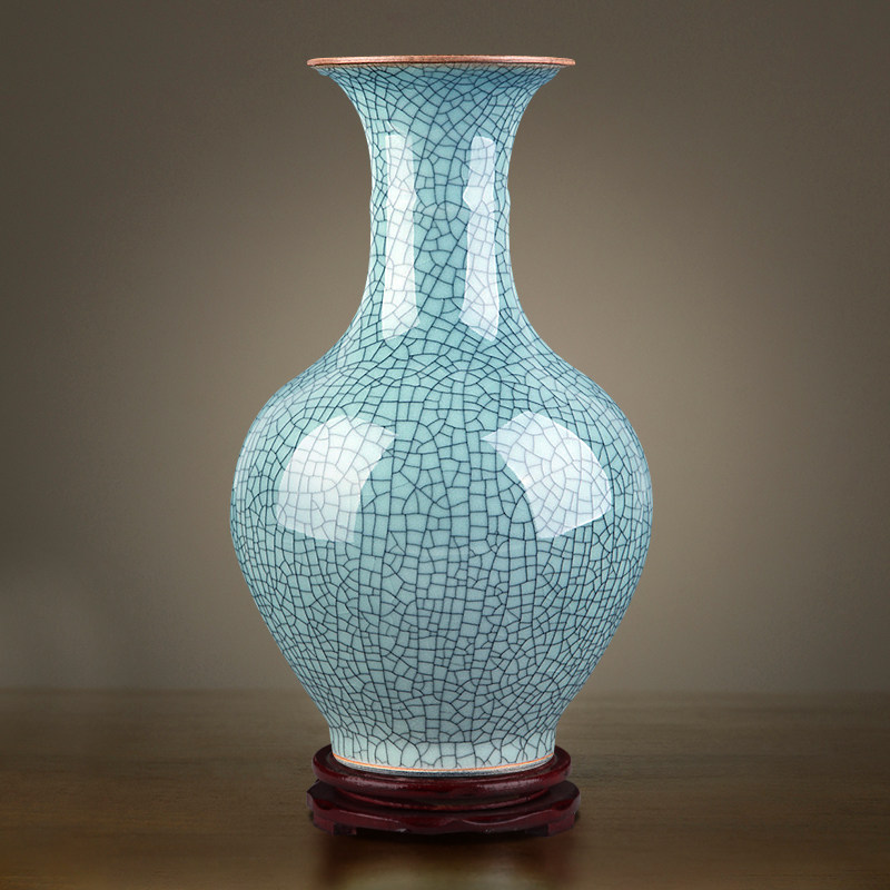 Jingdezhen Ceramic Vase Vase Antique official kilns Cracks Living Room Office Wine Cabinet Decorations at Residence Ornaments