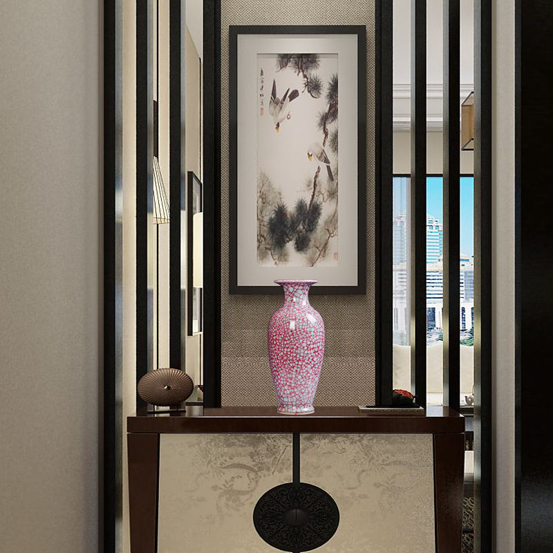 Jingdezhen ceramics archaize crack jun porcelain glaze borneol flower vase household XuanGuang sitting room adornment is placed