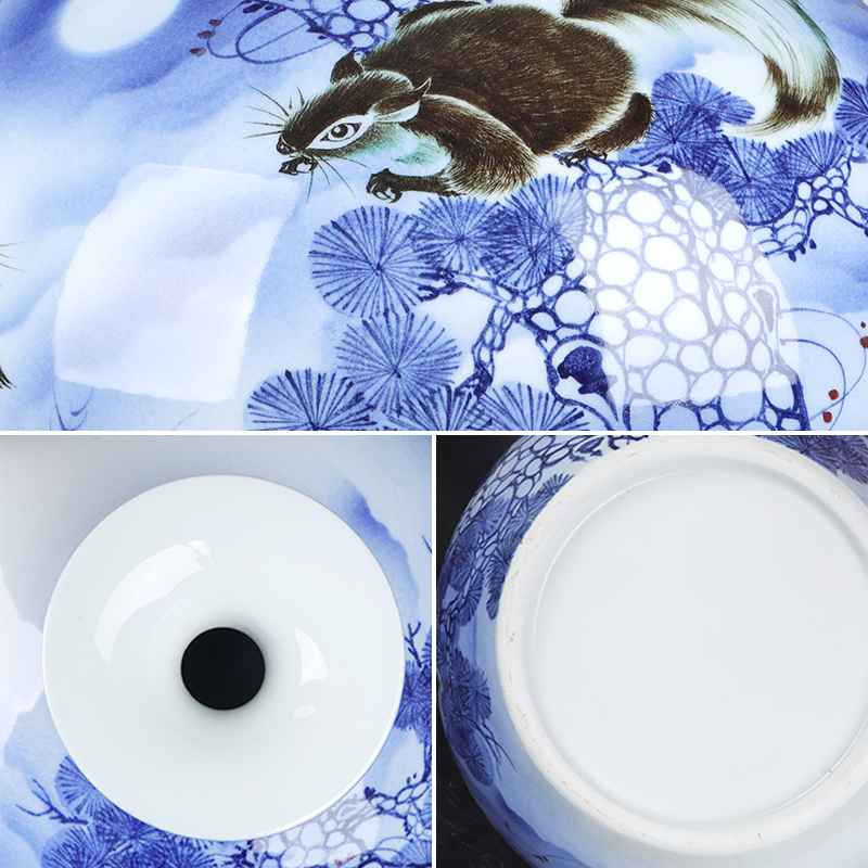 Jingdezhen ceramic vase large hand-painted gold rat prosperous wealth pomegranate gift collection villa hotel furnishing articles ornament