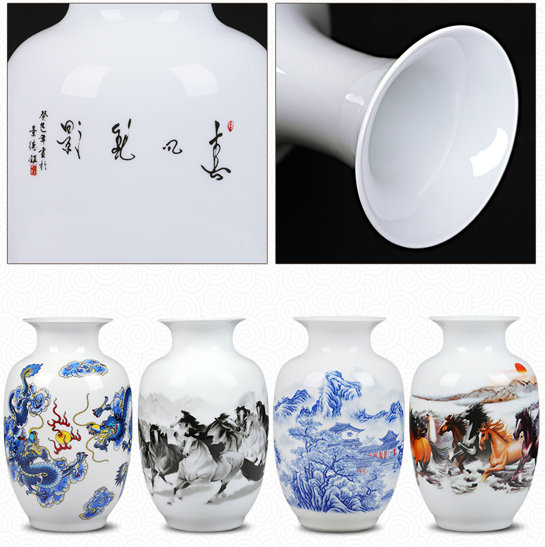 Jingdezhen ceramics floret bottle home furnishing articles dried flower arranging flowers, Chinese style living room TV cabinet handicraft