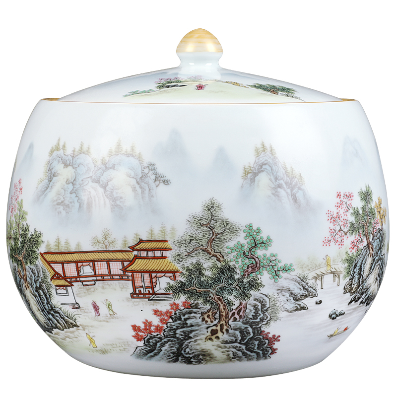 Jingdezhen blue and white ceramics powder enamel vase XianGe the qing hand - made home sitting room adornment is placed in the tea pot