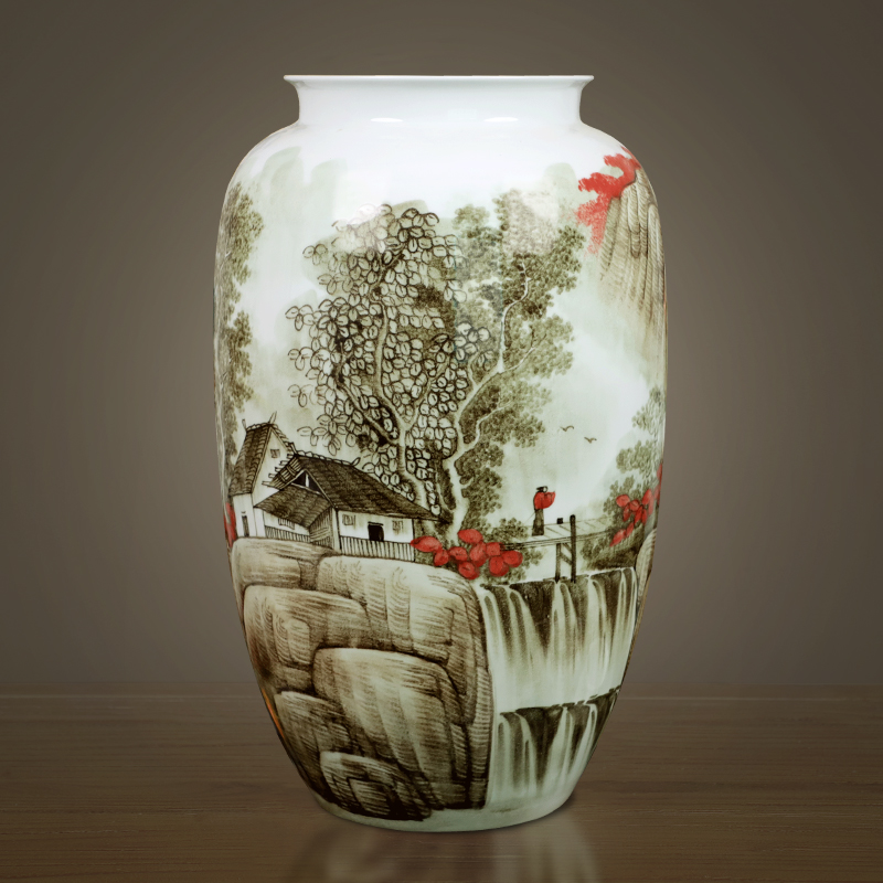 Jingdezhen ceramics of large vase furnishing articles large sitting room of Chinese style household adornment hand - made porcelain arranging flowers