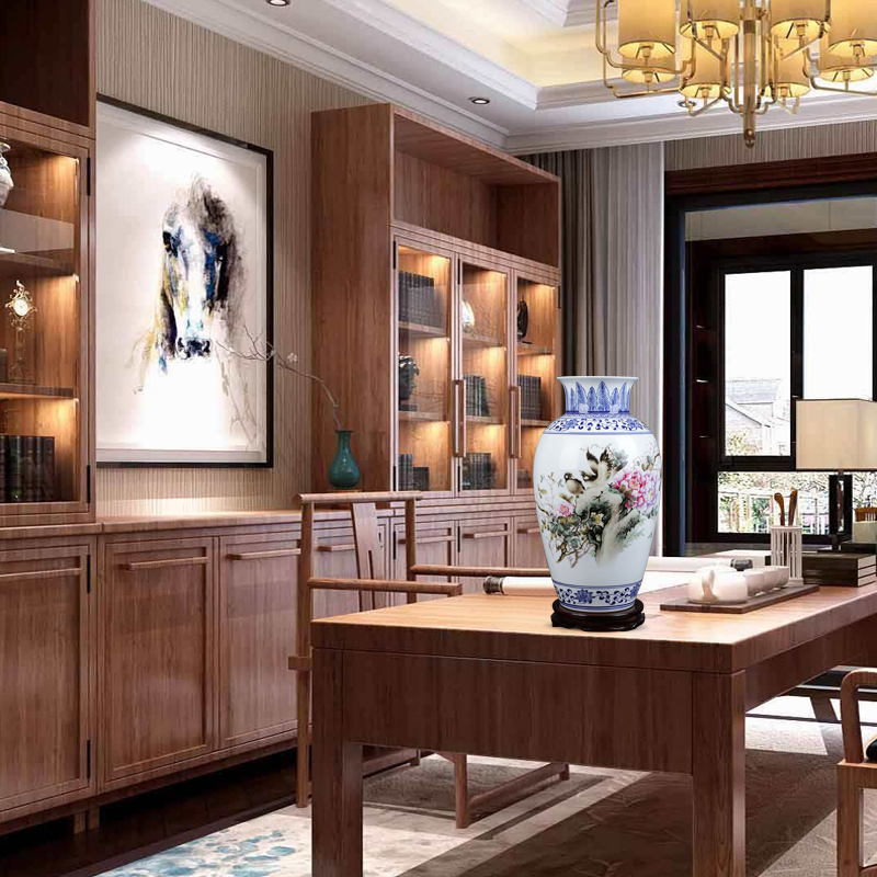 The Insert blue enamel vase blooming flowers famous jingdezhen ceramics hand - made home sitting room adornment is placed