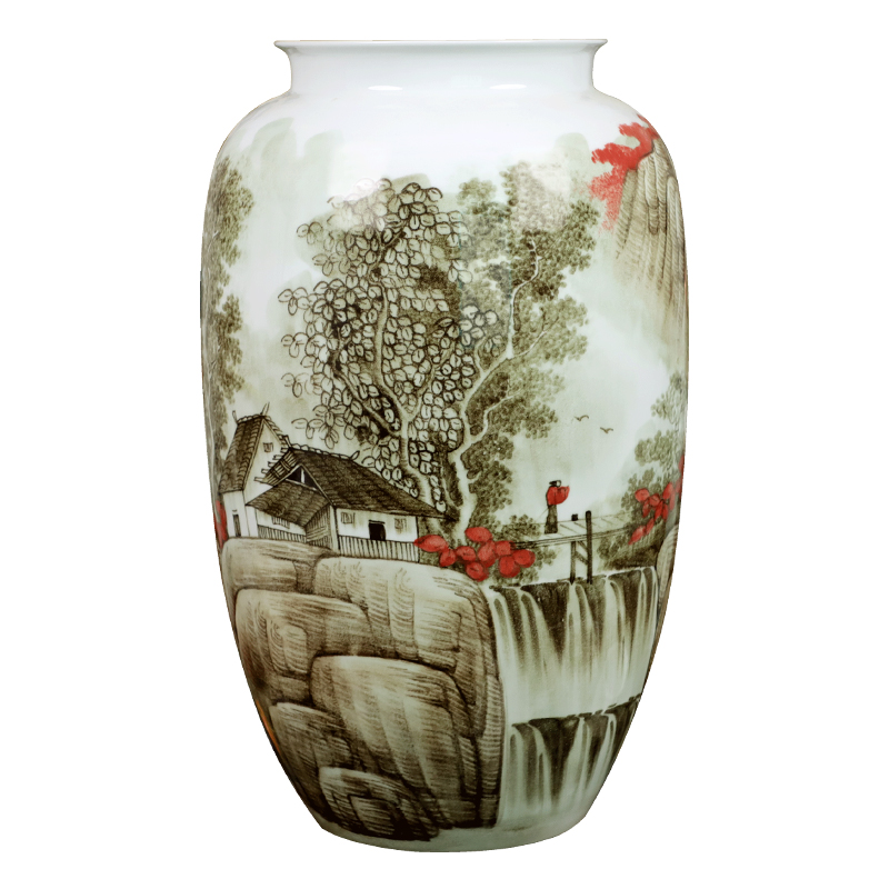 Jingdezhen ceramics of large vase furnishing articles large sitting room of Chinese style household adornment hand - made porcelain arranging flowers