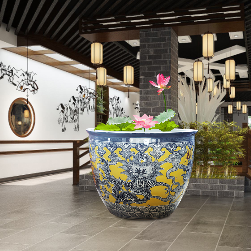 Dragon big flowerpot extra - large ceramic aquarium large water lily lotus cylinder large is suing its garden big bucket