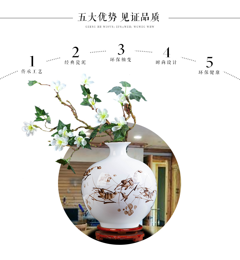 Contracted and I jingdezhen ceramics hand - made shrimp boring vase home wine cabinet office sitting room adornment is placed