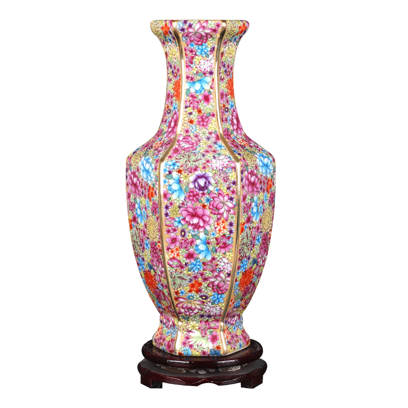 Archaize of jingdezhen ceramics powder enamel vase than Chinese style porch sitting room TV ark adornment fu lu shou furnishing articles