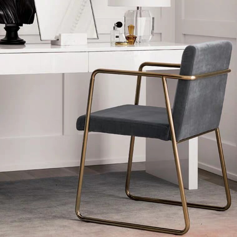 Nordic West Restaurant Suede Dining Chair Casual Cafeterie Lounge Lean Back Chair Office Bedroom Book House Iron Art Office Chair