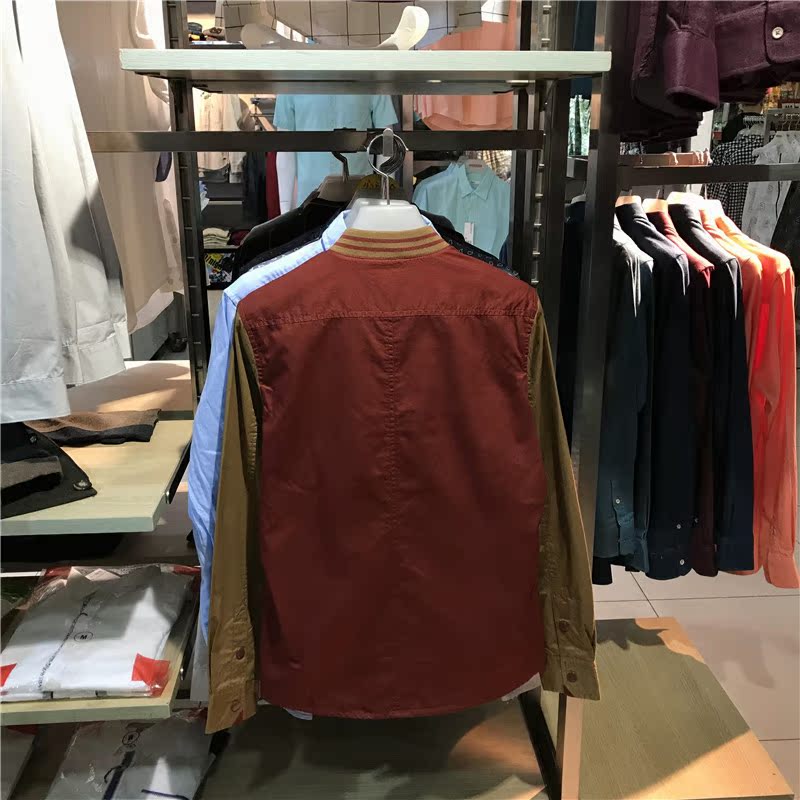 Authentic Benny Road Shirt SK Fashion Men Cotton Slim Colorblock Ấm áp cho nam Áo dài áo sơ mi nam body