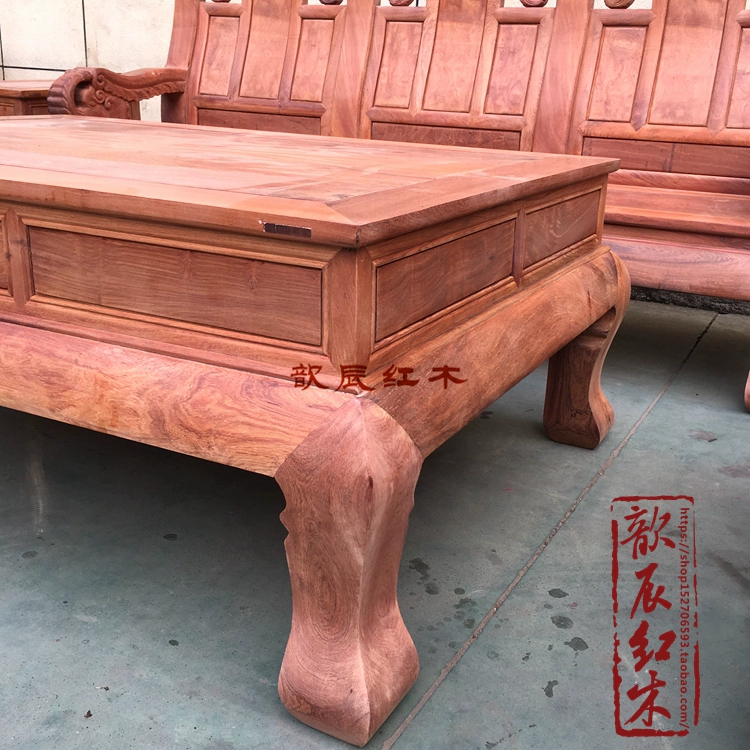 Đồ gỗ gụ Miến gỗ hồng mộc Miến Điện tốt lành Ruyi 123 bộ sáu cây gỗ hồng lớn chạm khắc thô mài - Bộ đồ nội thất giường ngủ đẹp hiện đại