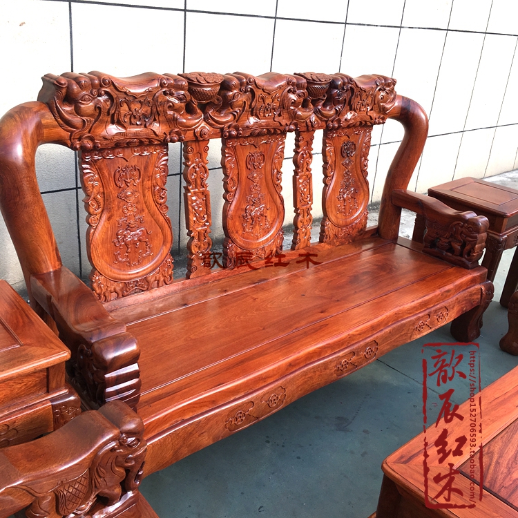 Gỗ hồng mộc Miến Điện Hoa Kỳ sofa voi bộ 10 trái cây lớn bằng gỗ hồng mộc kết hợp nội thất gỗ gụ - Bộ đồ nội thất kệ tivi gỗ