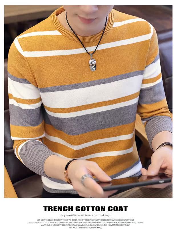 Áo len mỏng mới cho nam áo len cashmere cổ tròn áo len thanh niên nam áo thun dài tay nam