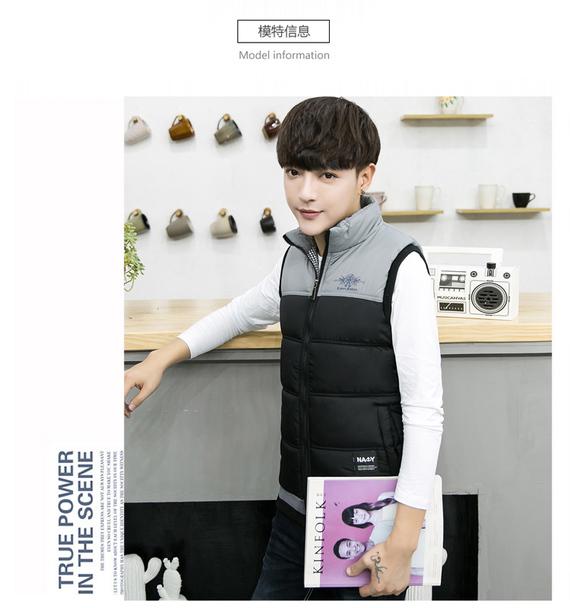 Mùa thu và mùa đông chất liệu cotton vest nam ấm áp bên ngoài mặc vest đẹp trai trẻ tuổi áo khoác không tay nam