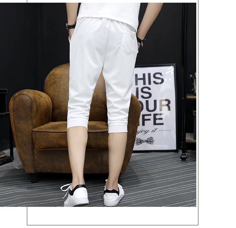 9.9 包邮 quần nam Hàn Quốc phiên bản của xu hướng của Slim feet casual 7 quần nam năm điểm ống túm quần short mùa hè