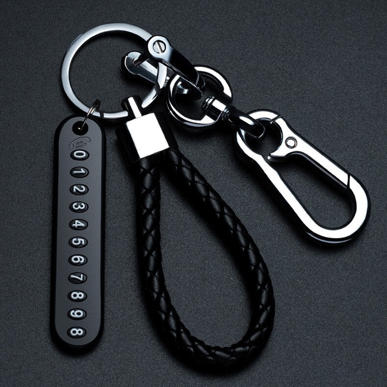 Mobile Phone Number Plate Woven Rope Car Key Anti-Lost Phone DIY Pendant for Men and Women, Figure-Eight Keychain Key Chain