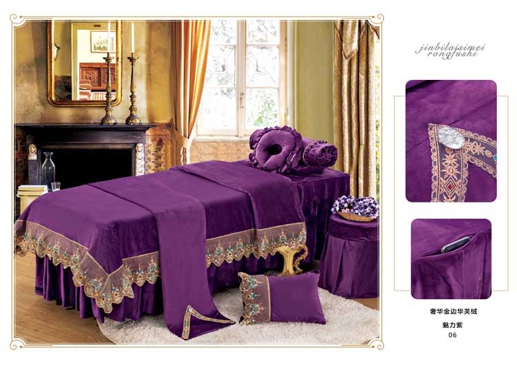 Bánh quế nhung màu sắc đẹp bao gồm bốn mảnh set massage vẻ đẹp bao gồm giường trải giường - Trang bị tấm tìm mua ga phủ giường spa