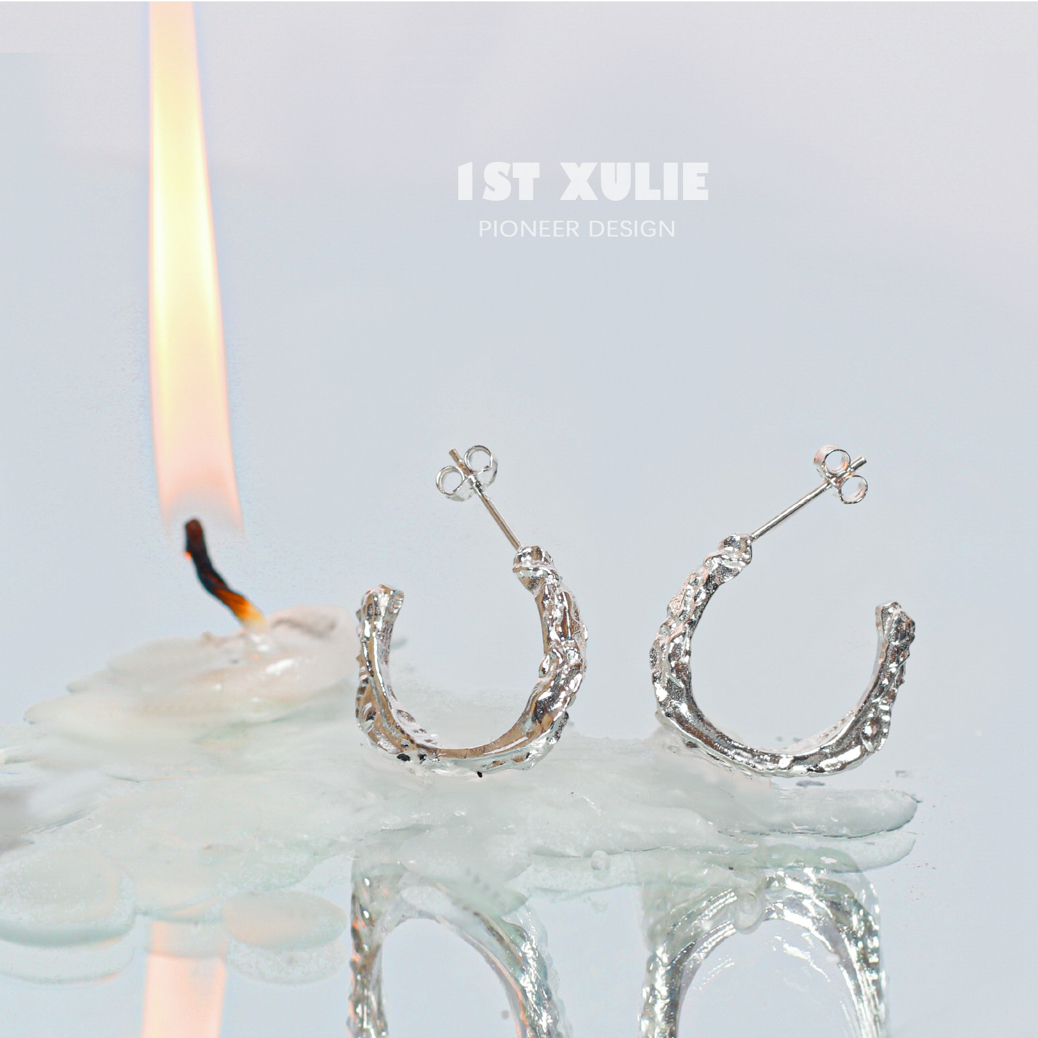 1ST XULIE925 pure silver ear ring small crowdsourced design irregular musculature lukewarm wind male and female 100 hitch needle