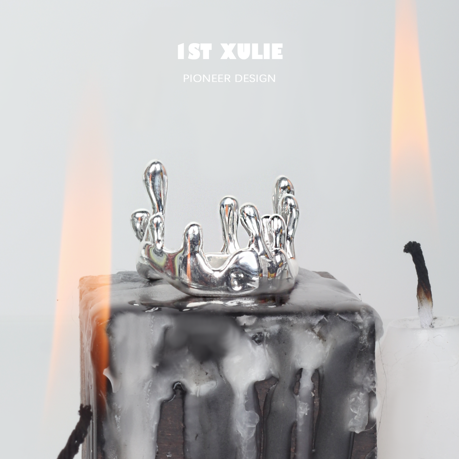 1STXULIE pure silver niche design ring melted wax texture irregular dark black lukewarm wind male and female forefinger tail finger