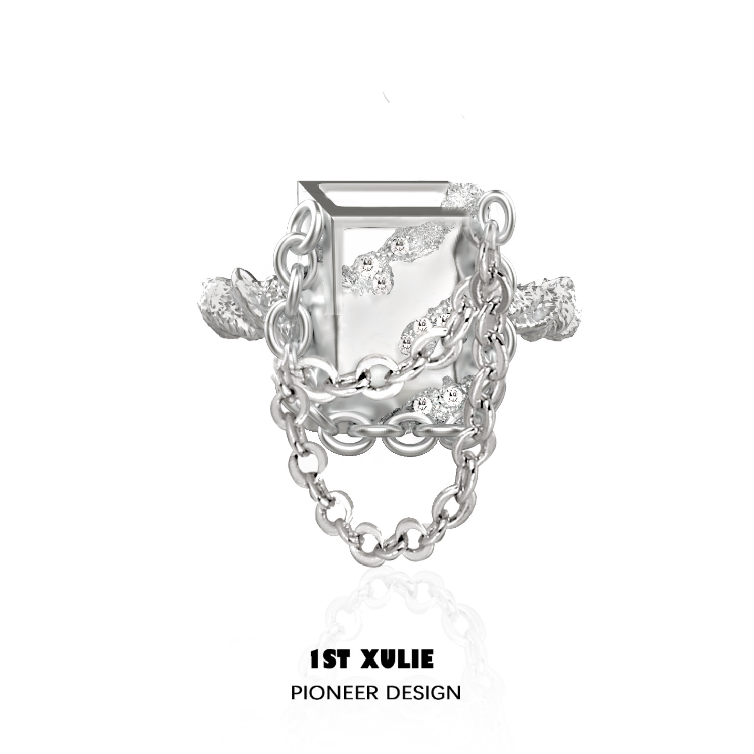 1STXULIE original sterling silver ring niche design indifferent wind men and women open ring broken chain ring