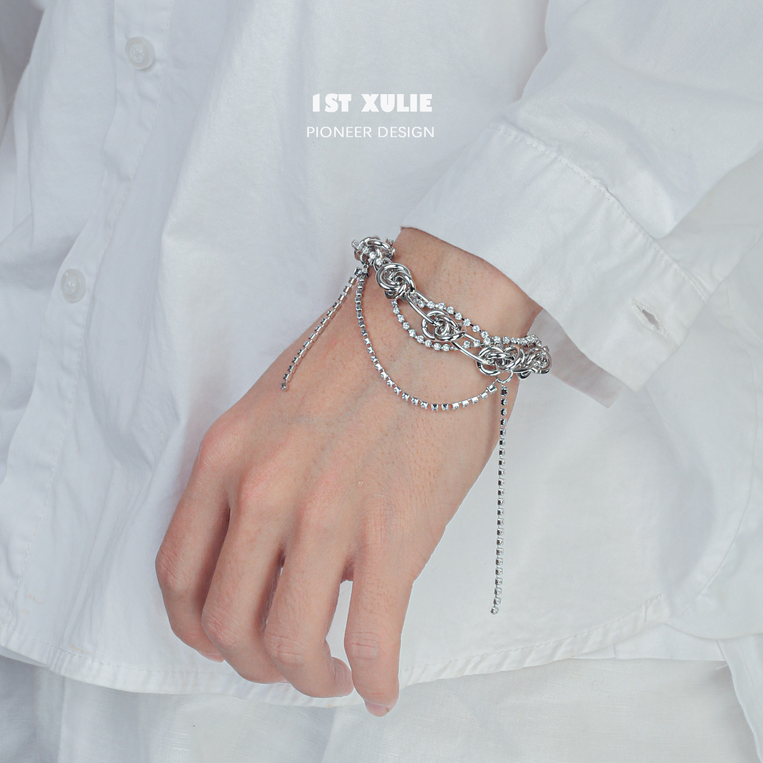 1STXULIE Original Bracelet Multi-layer Diamond-studded Detachable Niche Design Cold Wind Personality Trendy Men's and Women's Bracelet