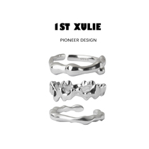 1ST XULIE925 sterling silver ring niche design irregular combination ring dark cold wind opening mens and womens ring