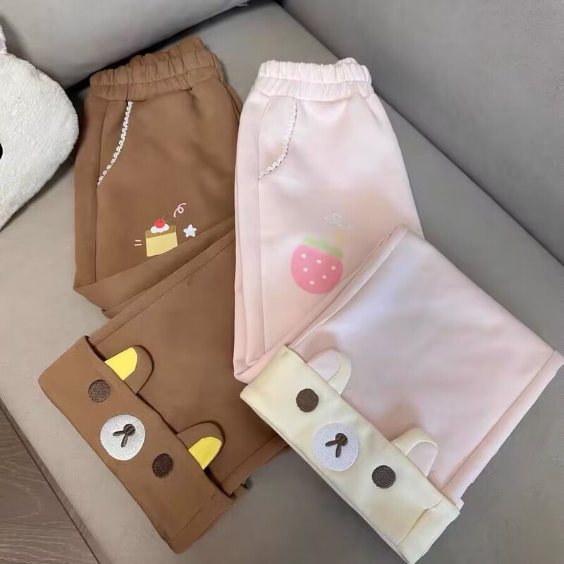 Rilakkuma Japanese-Style Cute Hooded Loungewear Set with a Cute Anime Vibe, Long-Sleeve Zip-Up Jacket, Sweatshirt, and Pants Set for Autumn and Winter