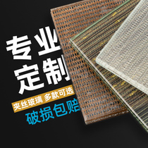 Foshan Customized Metal Clip Wire Tempered Glass Partition Art Glass Glass Screen Mobile Door Landscape Painting