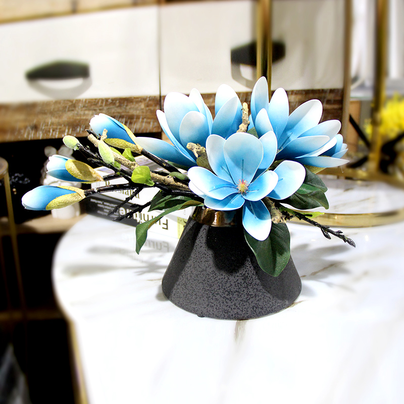 High quality table flower simulation flower pendulum piece light extravagant Nordic living room tea table Yulan decoration fake flower table vase floral art